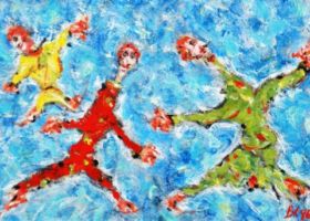 de la série "Les Gens", acryl et pastels, 70x50