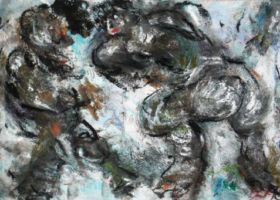 de la série "Les Gens", acryl, fusain et pastels, 40x30