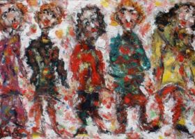 de la série "Les Gens", acryl et pastels, 70x50