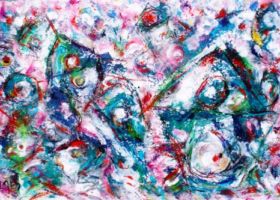 de la série "Les Maisons", acryl et pastels, 70x50